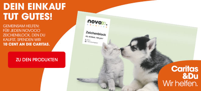 Caritas &Du - Novooo Zeichenblock kaufen & Gutes tun!