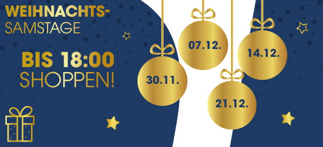 Weihnachtssamstage: am 30. November, 7., 14. und 21. Dezember bis 18 Uhr bei LIBRO shoppen!